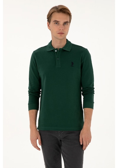 U.S. Polo Assn. Erkek Regular Fit Polo Yaka Koyu Yeşil Basic Sweatshirt 50307757-VR079 U.S. Polo Assn. Erkek Regular Fit Polo Yaka Koyu Yeşil Basic Sweatshirt 50307757-VR079