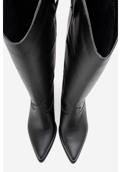 Luvishoes Anıa Siyah Cilt Hakiki Deri Kadın Western Çizme Siyah