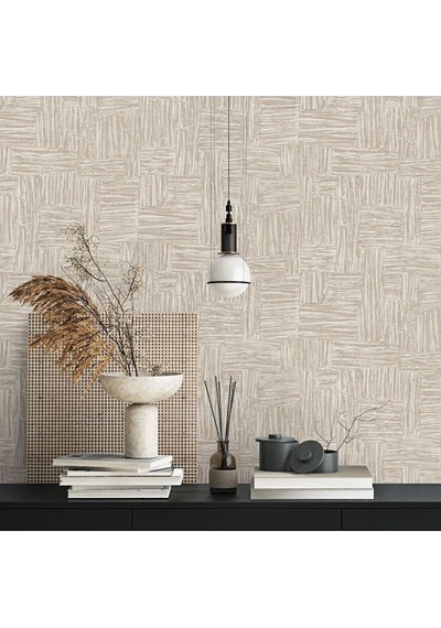Adawall Muse Koleksiyonu -25101-3 Bej Dokulu Silinebilir Nonwoven Vinil Duvar Kağıdı - Açık Bej, 1.06x15.6m - 16.5m²