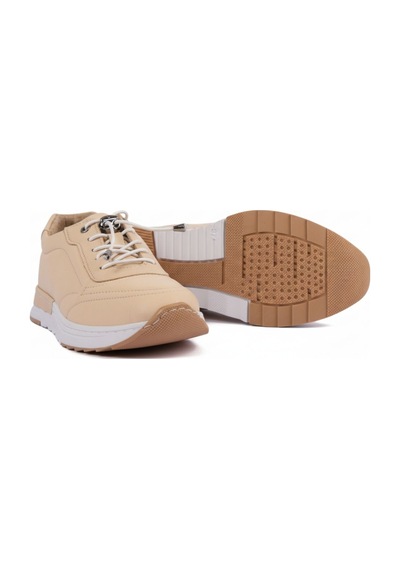 Napa Shoes Hakiki Deri Hızlı Bağcıklı Ortopedik Taban Spor Ayakkabı Napa-383 Bej