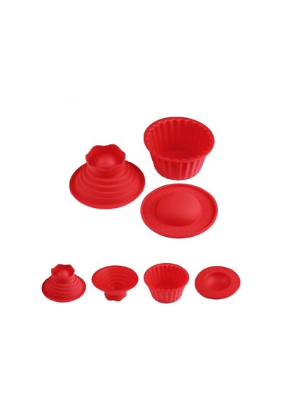 3pcs Dev Büyük Silikon Kek Kek Kalıbı Üst Cupcake Fırın Seti Pişirme Kalıbı Renk: Kırmızı Çok Renkli
