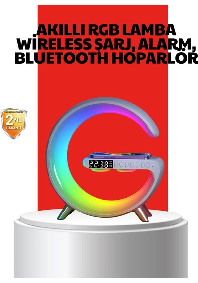 Cs Kablosuz Şarjlı Atmosfer Lambası Bluetooth Hoparlör Ve Akıllı Alarm Özellikli