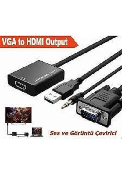 Vga To Hdmi Kablo Dönüştürücü Converter Görüntü Ve Ses Çevirici (527825554)