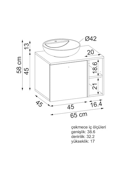 Ayaksız Lavabolu Mdflam 65 Cm Çekmeceli Banyo Dolabı Atl Atlantik Çam Ayaksız Lavabolu Mdflam 65 Cm Çekmeceli Banyo Dolabı Atl Atlantik Çam