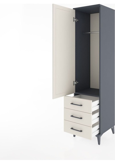 Hyperion Dolap Tek Raflı 3 Çekmeceli Tek Askılı 44x44x182 Antrasit-aytaşı Antrasit Hyperion Dolap Tek Raflı 3 Çekmeceli Tek Askılı 44x44x182 Antrasit-aytaşı Antrasit