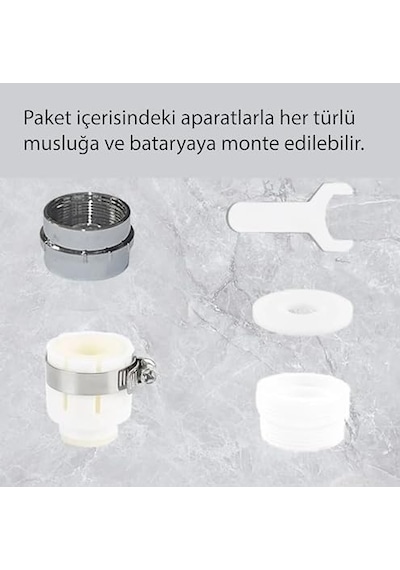 Ayrex Kademeli Ayarlanabilir Mutfak Armatür Musluk Başlığı, 4 Farklı Modlu Su Tasarruflu Fonksiyonel Musluk Batary Diğer