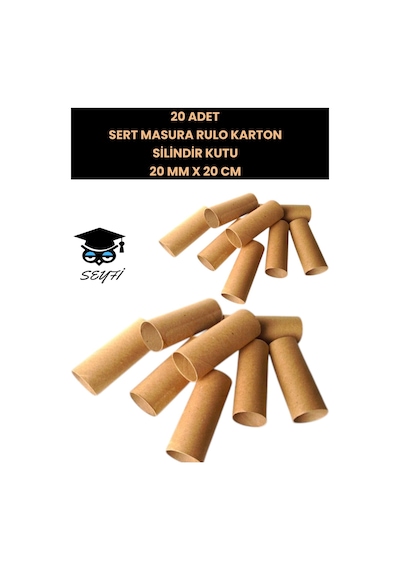 20 Adet Sert Masura Rulo Karton Silindir Kutu 20 Mm X 20 Cm 20 Adet