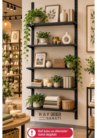 Tr 1 Adet - Suntalam Raf Tablası 60x30 Cm Siyah Ahşap Raf Konik Dikme Sistemleri İle Uyumlu Genel