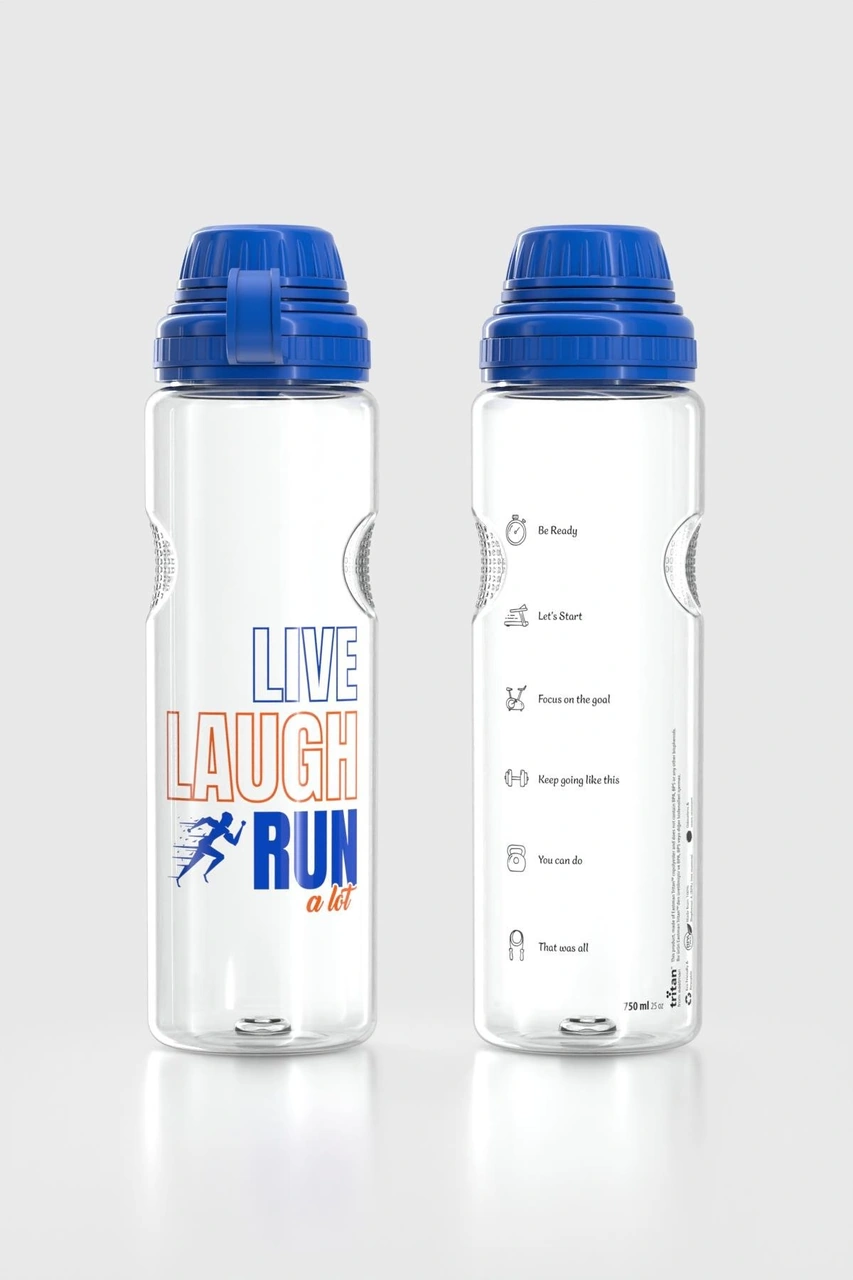 Renga Ege Yazı Desenli 750 Ml Tritan Matara 912067 Mavi MAvi