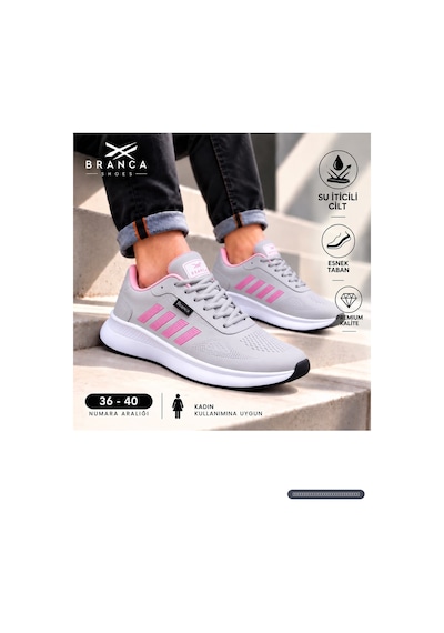 Branca Unisex Kadın Erkek Yarı Ortapedik Günlük Spor Sneaker Yürüyüş Outdoor Ayakkabı Buz - Pembe Gümüş