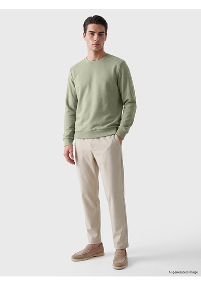 Lcwaıkıkı Classic Yeşil Bisiklet Yaka Erkek Kalın Sweatshirt