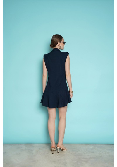 Verymoda Omuzu Apoletli Sıfır Kol Mini Elbise Vmd2974 Lacivert