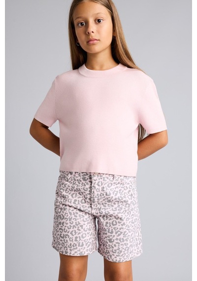 Defacto %100 Pamuk Leopar Desenli Gabardin Şort Kız Çocuk I5509a826hspn22 Pembe-pn22