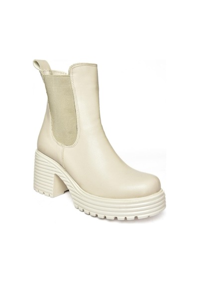 Fox Shoes R996020009 Bej Kalın Topuklu Kadın Bot Bej
