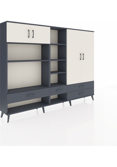 Arges Dolap 12 Raflı 4 Çekmeceli 4 Kapaklı 220x30x163 Antrasit-ay Antrasit-aytaşı/antrasit Arges Dolap 12 Raflı 4 Çekmeceli 4 Kapaklı 220x30x163 Antrasit-ay Antrasit-aytaşı/antrasit