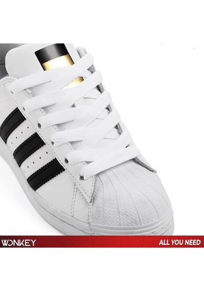 Wonkey Yassı Sneakers Spor Ayakkabı Bağcığı , Düz Bağcık , Yüksek Kaliteli Bağ, Spor Ayakkabılar İçin Premium Pamuk Bağı, Kaliteli Bağcık 1 Çift Beyaz