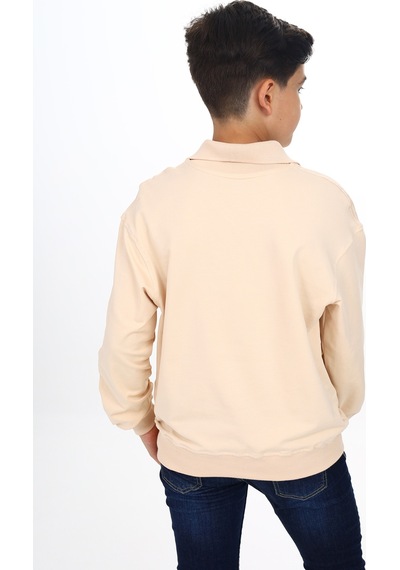 Toontoy Kids Toontoy Erkek Çocuk Baskılı Sweatshirt Bej