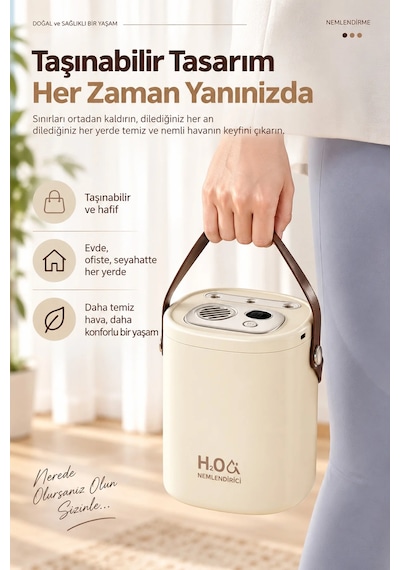 Exenar - Yeşil - Şarjlı Ultrasonic Hava Nemlendirici Buhar Makinesi 1500ml Şarjlı Buhurdanlık
