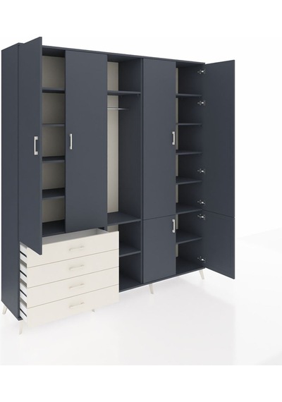 Hyperion Dolap 14 Raflı 4 Çekmeceli Tek Askılı 220x44x243 Antrasit-antrasit/aytaşı Çok Renkli Hyperion Dolap 14 Raflı 4 Çekmeceli Tek Askılı 220x44x243 Antrasit-antrasit/aytaşı Çok Renkli