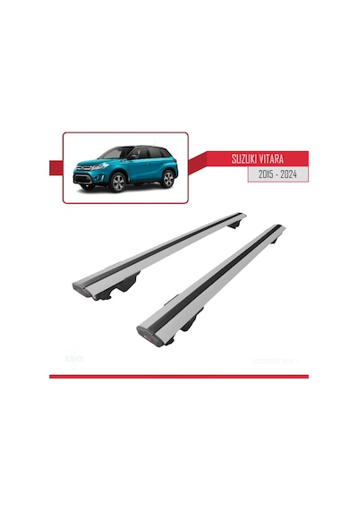 Suzuki Vitara 2015 Ve Sonrası İle Uyumlu Hook Model Anahtar Kilitli Ara Atkı Tavan Barı Gri