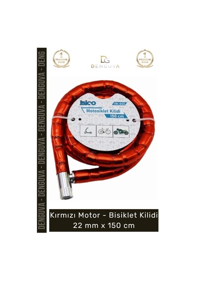 Kilit Zırhlı Çelik Spiral Gövde Güvenli Scooter Kırmızı Motor Bisiklet Kilidi 22 Mm X 150 Cm Çok Renkli