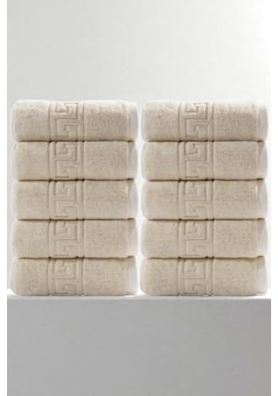 Tr 10'lu Krem Greek El Havlusu - 50x90 Cm, 225gr,%100 Pamuk, Spa Ve Otel Havlusu Diğer