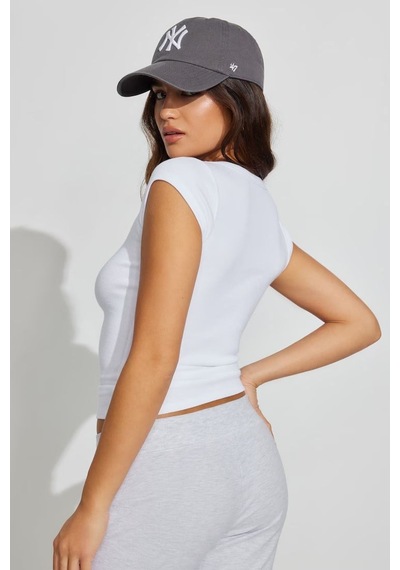 Seeh Beyaz V Yaka Ribana Basıc Body Sh370