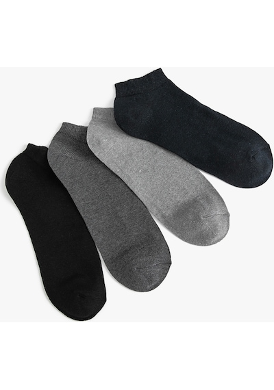 Koton Basic 4'lü Patik Çorap Seti Çok Renkli Gri 4sam80186aa Gri