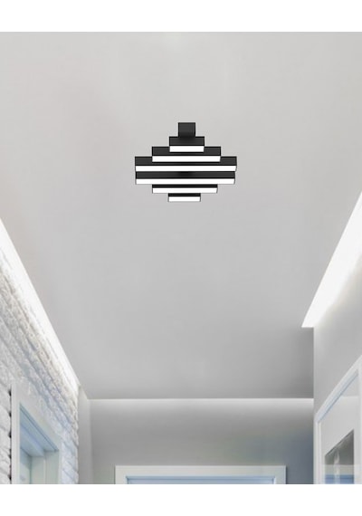 Parrilla Siyah Kasa, Beyaz Işık Modern Plafonyer Led Avize Siyah