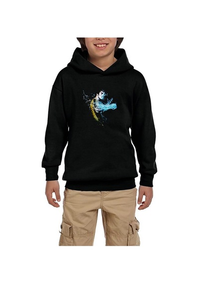Zepplin Giyim Bruce Lee Splash The Water Siyah Çocuk Kapşonlu Sweatshirt