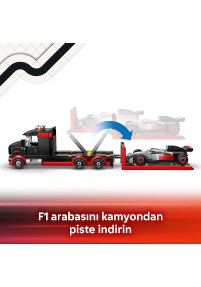 LEGO® City Audi F1® Yarış Arabalı F1® Sergileme Kamyonu 60493 – 7 Yaş Üzeri için Minifigür İçeren Oyuncak Yapım Seti (508 Parça)