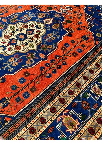 El Dokuma Sıfır Taşpınar 198x320 Kök Boya 6 M2 Yün Salon Halısı Turuncu