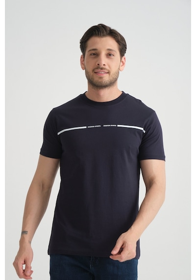 Shooter Sportwear Shooter Erkek T-shirt %100 Pamuk Nefes Alan Bisiklet Yaka Regular Fit Lacivert