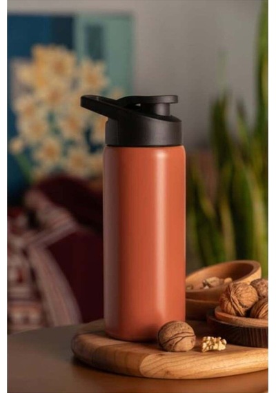 600 Ml Paslanmaz Çelik Spor Kapak Su Matarası Okul Outdoor Bpa İçermez - Turuncu Turuncu