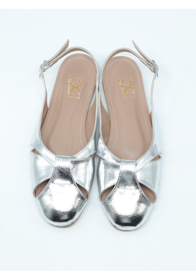 Nesilshoes Nesil Shoes Ceylan 873 Gümüş A. Açık Kadın Babet Gümüş Kırışık Rugan