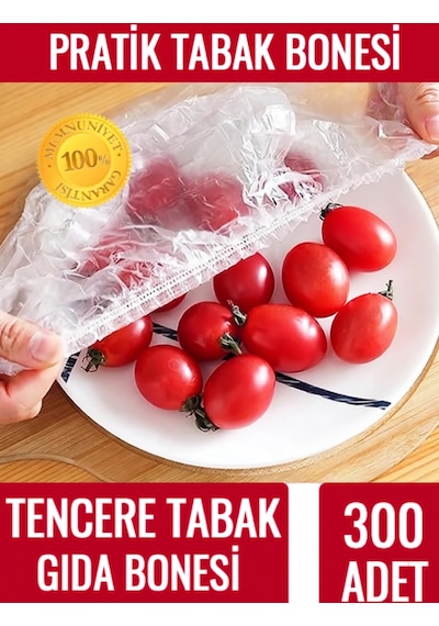 Dofix 300 Adet Pratik Tazeliği Koruyan Tabak Bonesi Çok Amaçlı Kapak Gıda Bonesi -40cm Şeffaf