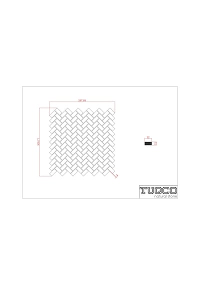 TUQCO Doğaltaş Herringbone Carrara Eskitme Mermer Mozaik