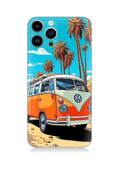 Apple Uyumlu iPhone 14 Pro Silikon Kılıf Retro Vokswagen Minübüs