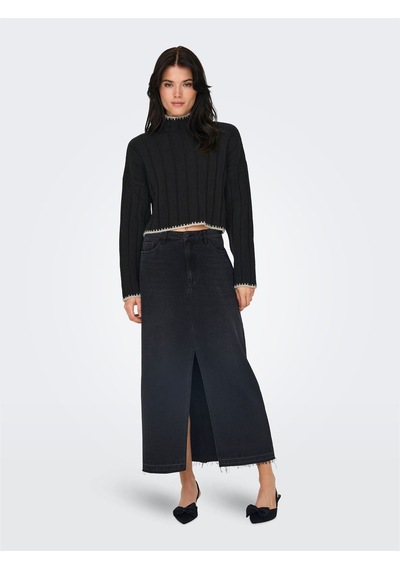 Only Onlchıck Stıtch Ls Hıghneck Knt Noos Kadın Siyah Kazak - 15329963 Siyah