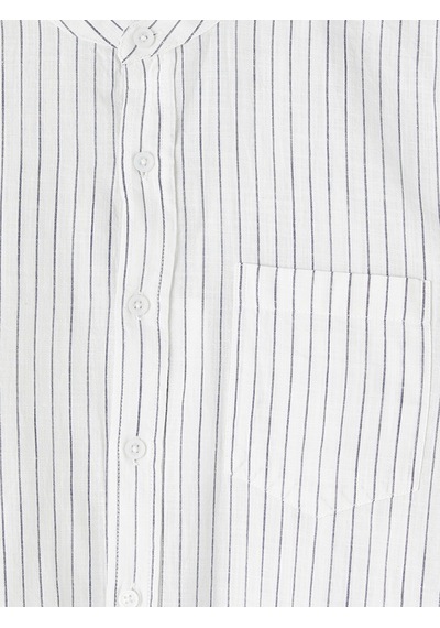 Lcwaıkıkı Classic Beyaz Regular Fit Hakim Yaka Çizgili Poplin Erkek Gömlek
