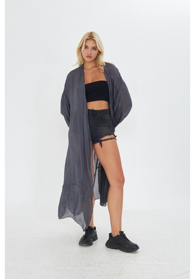Kutaf Antrasit Ultra Soft Uzun İ Kimono Gri
