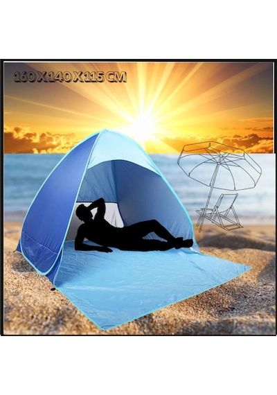 Uyguna-yakala 160 X 140 X 115 Cm Kurulum Plaj Çadırı-711110 Çok Renkli