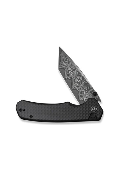 Civivi Brazen Twill Carbon Fiber Overlay On Black G10 Handle Damascus Blade Kamp Çakı Siyah