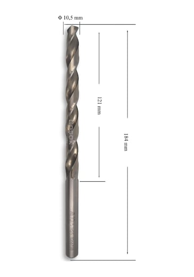 Mte 10,5 Mm Uzun Metal Matkap Ucu Hss Dın 340