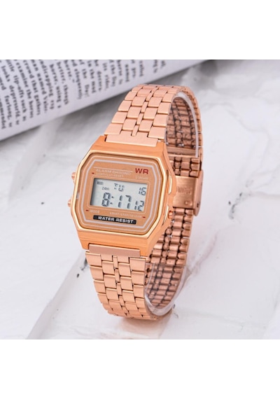 Retro Premium Serisi Rose Renkli Çelik Kordon Kadın Kol Saati St-304235