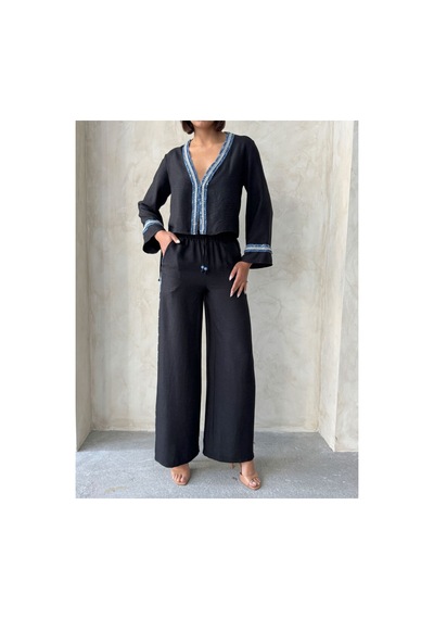 Verymoda Kot Şeritli Pantolon F1890 Siyah
