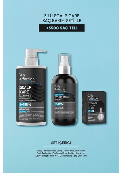 Daily Perfection Pro Scalp Care Saç Bakım Seti Erkeklere Özel Şampuan-şekillendirici Sıvı Saç Bakım Kremi-vitamin Shot