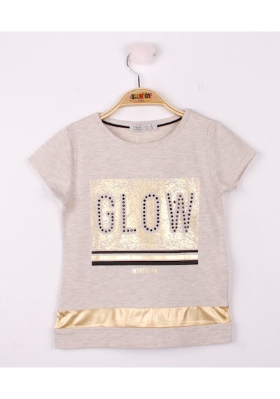 Toontoy Kids Toontoy Kız Çocuk Glow Baskılı Tişört Bej