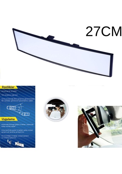 Ayna Makaslı Geçmeli İlave İç Dikiz Kör Nokta Aynası Bombeli Geniş Açı Üniversal Siyah 27cm 3r-270c