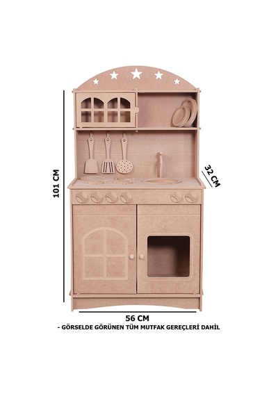 Ahşap Montessori Çocuk Oyuncak Mutfak Servis Seti Ekonomik Sade Set